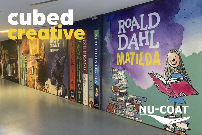 School wall art designed and printed by Cubed Creative using NU-COAT print vinyls, M16-H-K and M25-P-K laminate to refresh, educate and enhance the learning atmosphere for pupils and educators.
