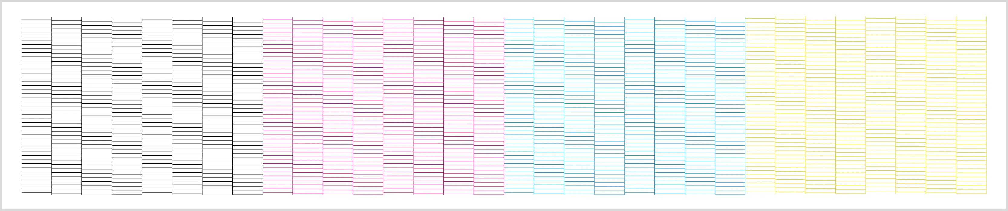 An illustrated example of a good print head test as it has no missing or wavy lines in the print.